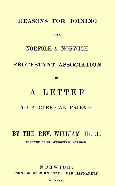 Reasons for joining the Norfolk & Norwich Protestant Association