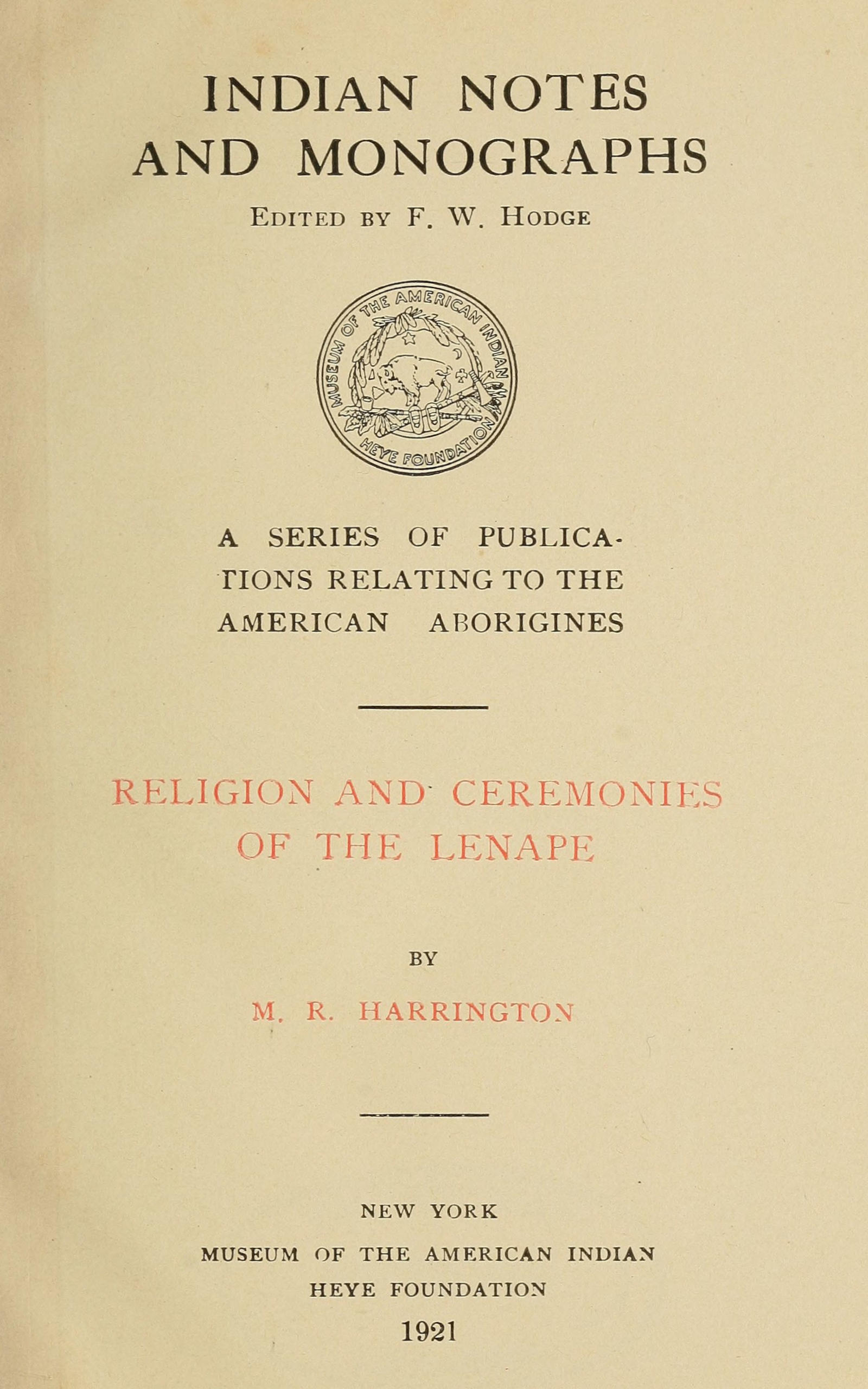 Religion and ceremonies of the Lenape