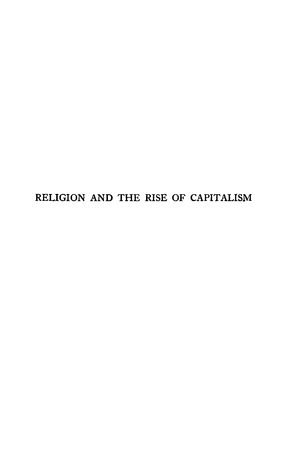Religion and the Rise of Capitalism