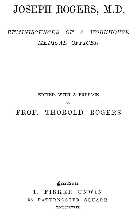 Reminiscences Of A Workhouse Medical Officer