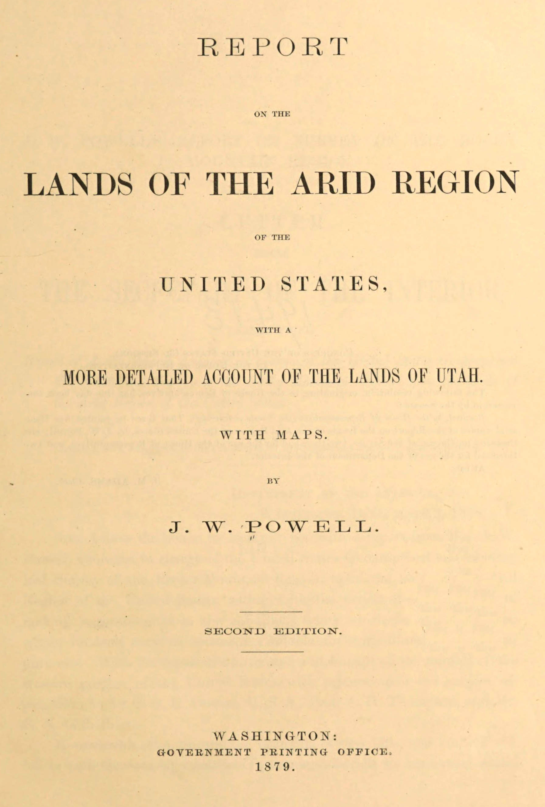 Report on the lands of the arid region