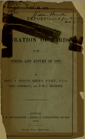 Report on the Migration of Birds in the Spring and Autumn of 1880. [Second Report]