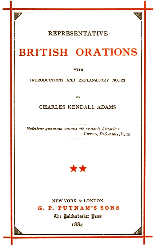 Representative British Orations, Volume II (of 4)