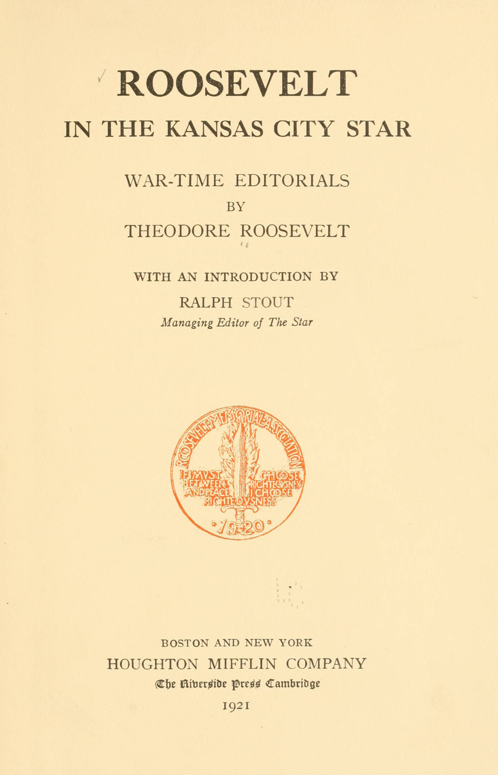 Roosevelt in the Kansas City Star