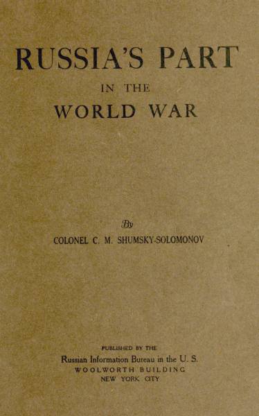 Russia's Part in the World War