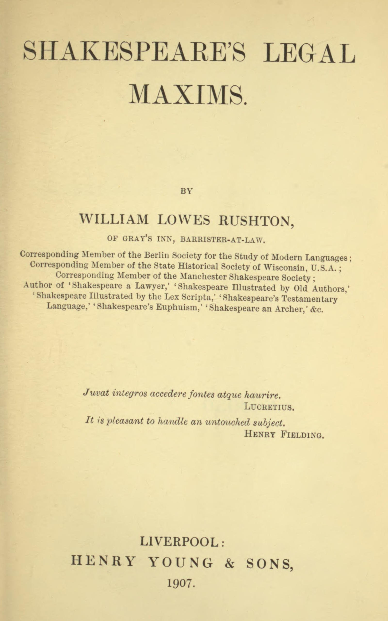Shakespeare’s legal maxims