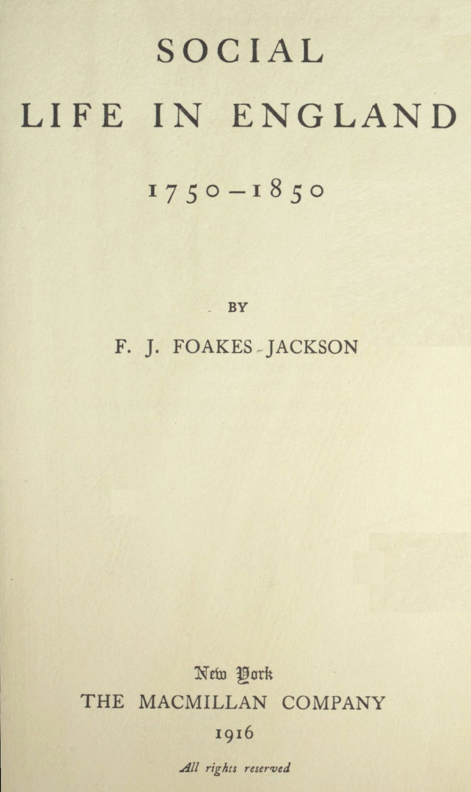 Social Life in England, 1750-1850