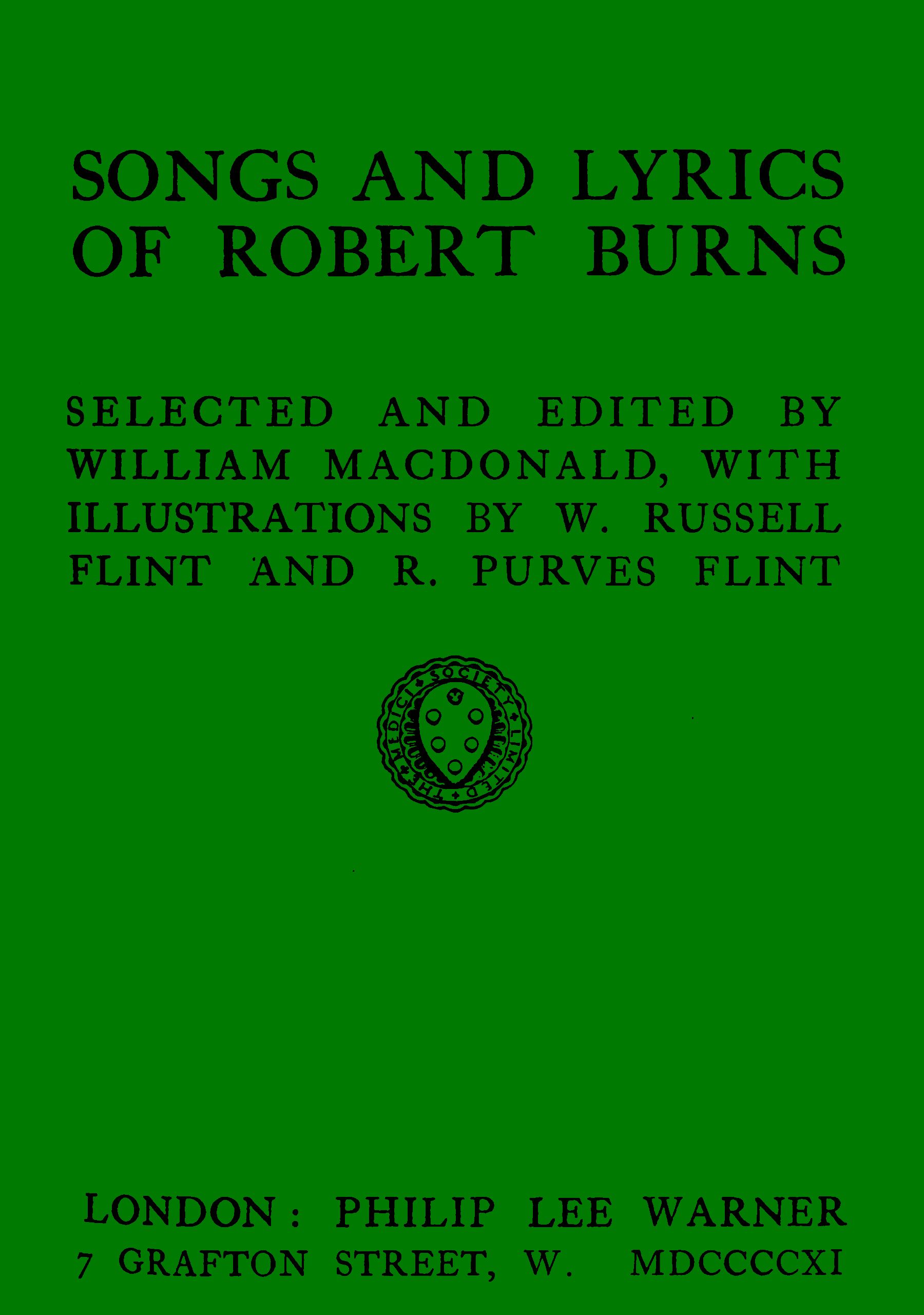Songs and lyrics of Robert Burns