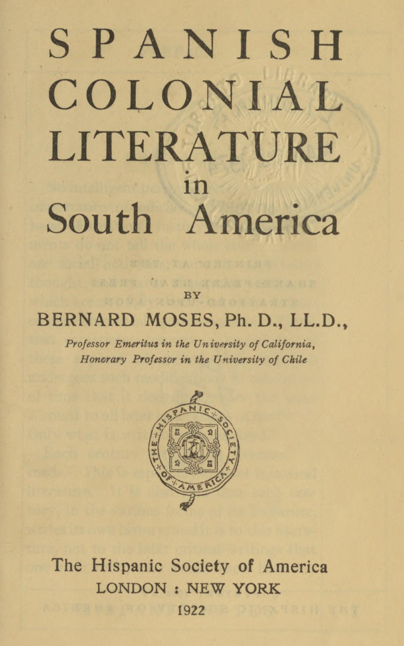 Spanish colonial literature in South America