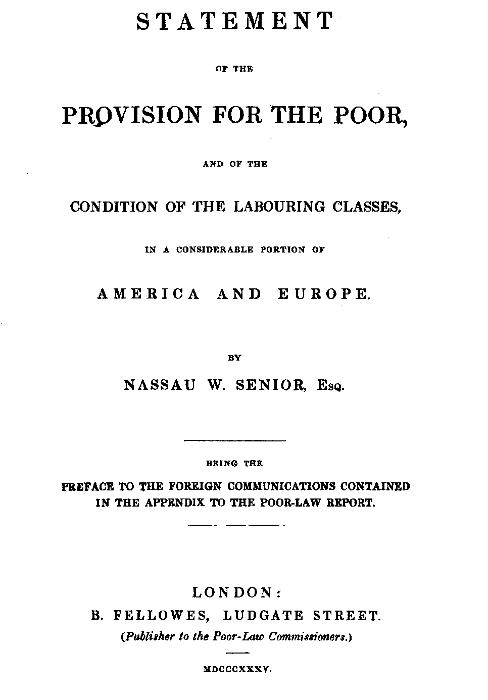 Statement of the Provision for the Poor, and of the condition of the labouring classes, in a considerable proportion of America and Europe
