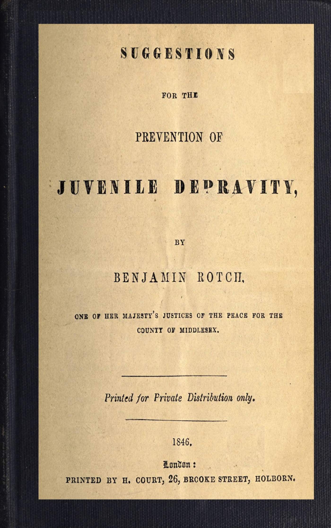 Suggestions for the Prevention of Juvenile Depravity