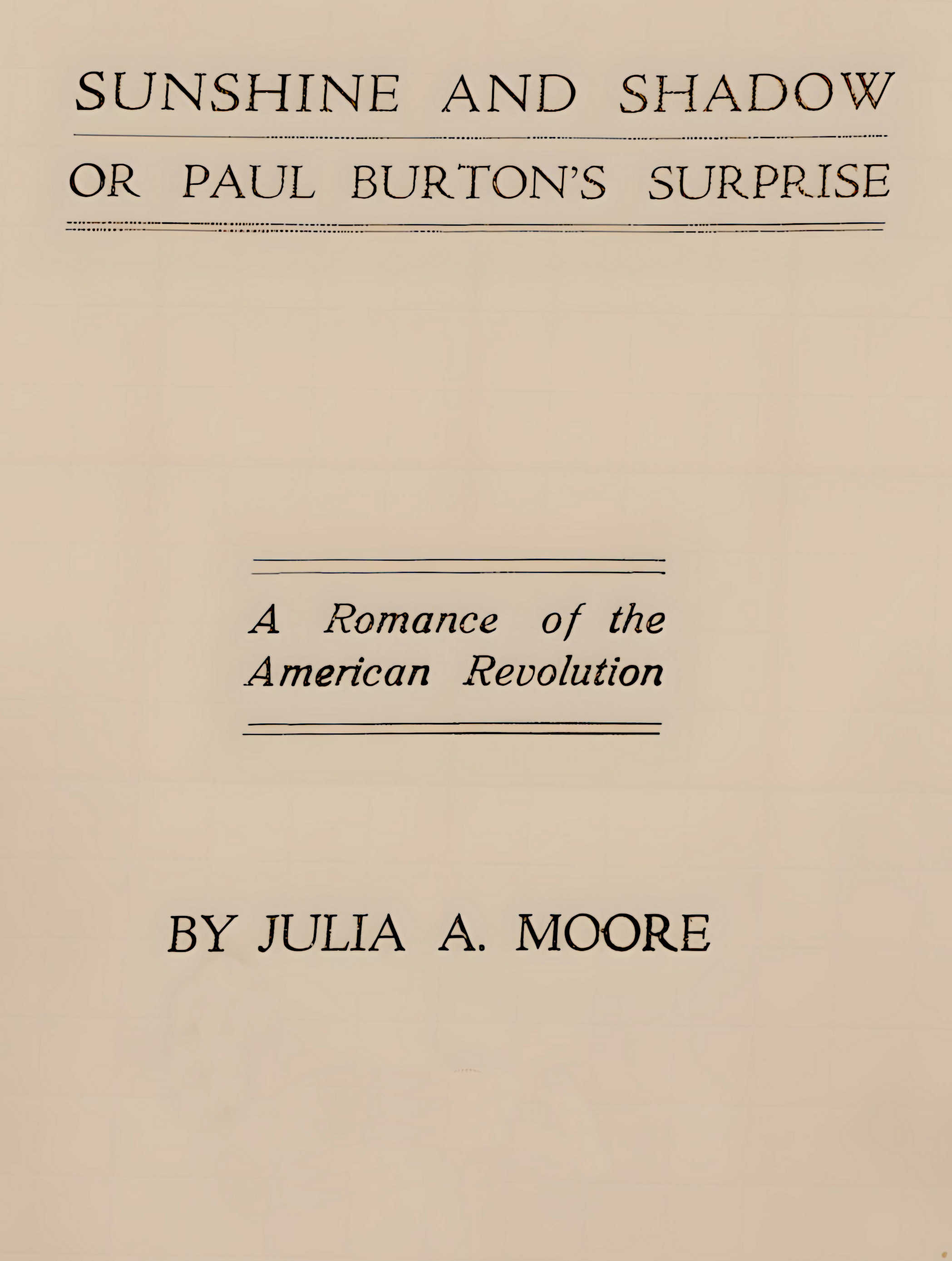 Sunshine and Shadow, or, Paul Burton's Surprise