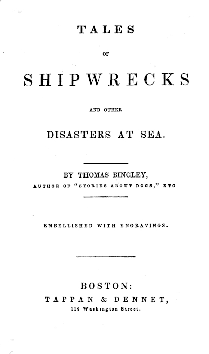 Tales of Shipwrecks and Other Disasters at Sea