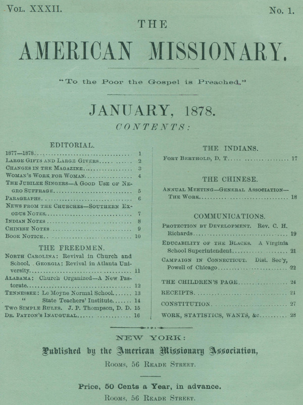 The American Missionary -- Volume 32, No. 01, January, 1878