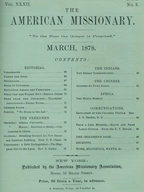 The American Missionary -- Volume 32, No. 03, March, 1878