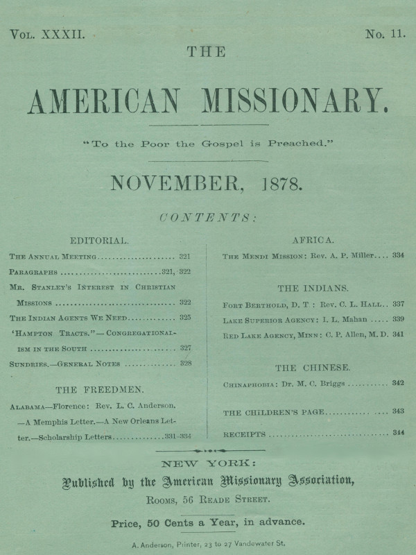 The American Missionary -- Volume 32, No. 11, November, 1878