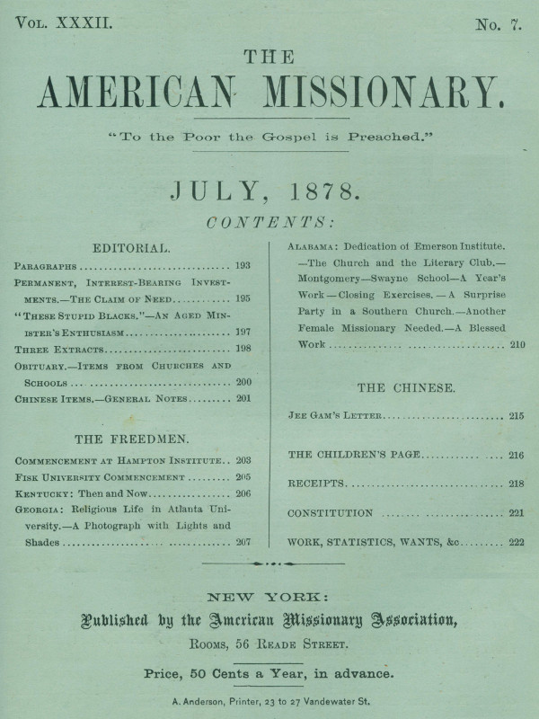 The American Missionary -- Volume 32, No. 7, July 1878