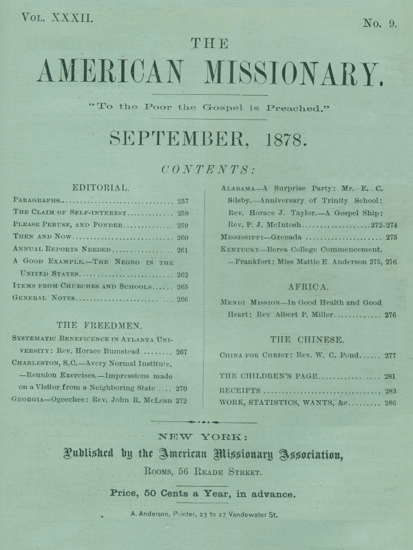 The American Missionary -- Volume 32, No. 9, September, 1878