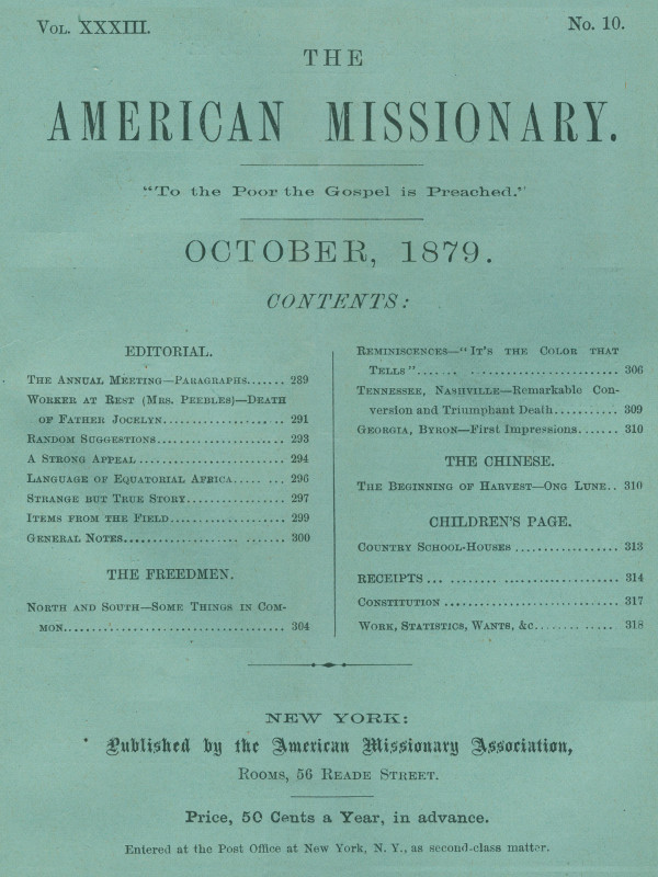 The American Missionary -- Volume 33, No. 10, October, 1879