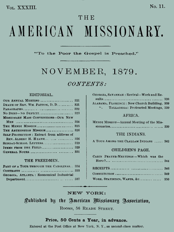 The American Missionary -- Volume 33, No. 11, November, 1879