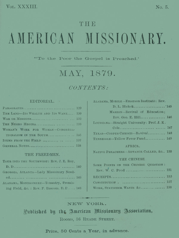 The American Missionary -- Volume 33, No. 5, May, 1879