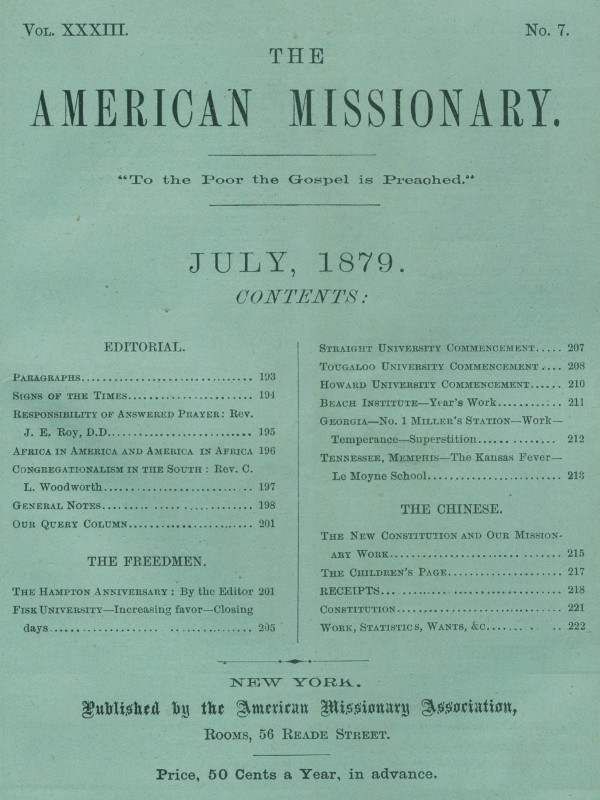 The American Missionary -- Volume 33, No. 7, July, 1879