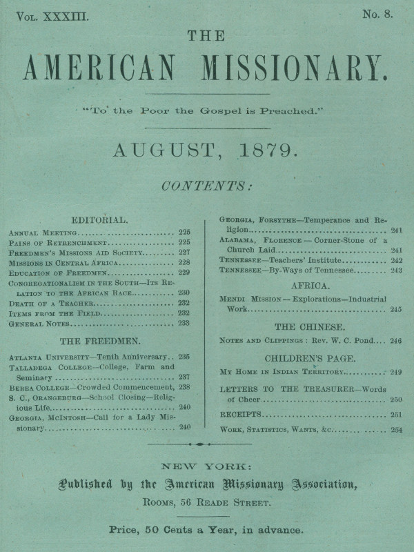 The American Missionary -- Volume 33, No. 8, August, 1879