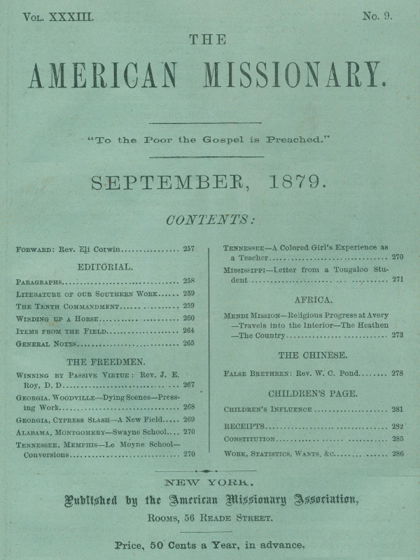 The American Missionary -- Volume 33, No. 9, September, 1879