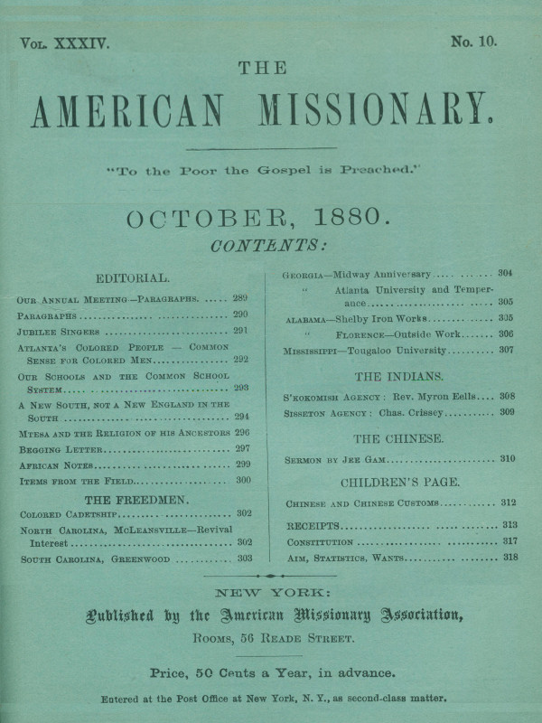 The American Missionary -- Volume 34, No. 10, October, 1880