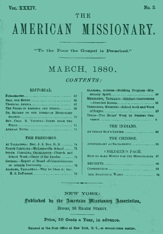 The American Missionary -- Volume 34, No. 3, March, 1880
