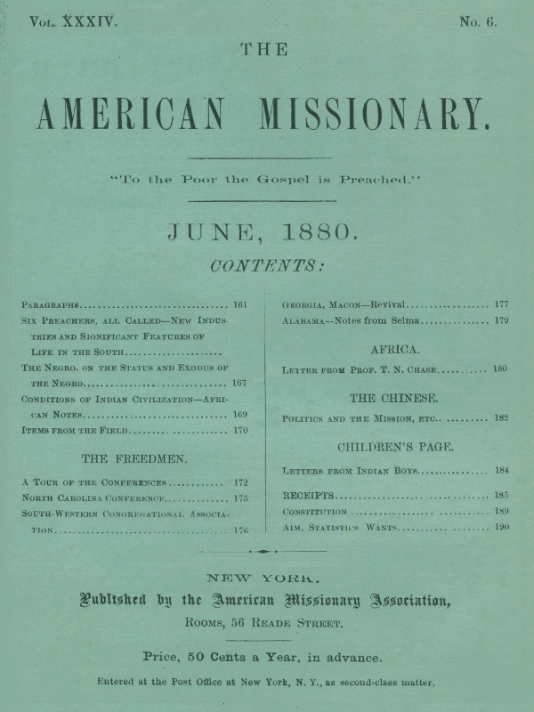 The American Missionary -- Volume 34, No. 6, June, 1880