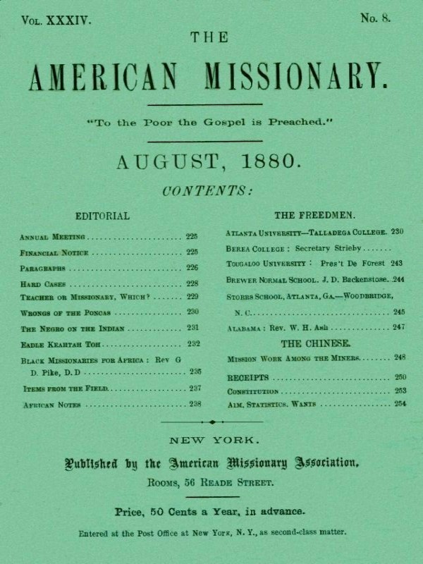 The American Missionary -- Volume 34, No. 8, August, 1880