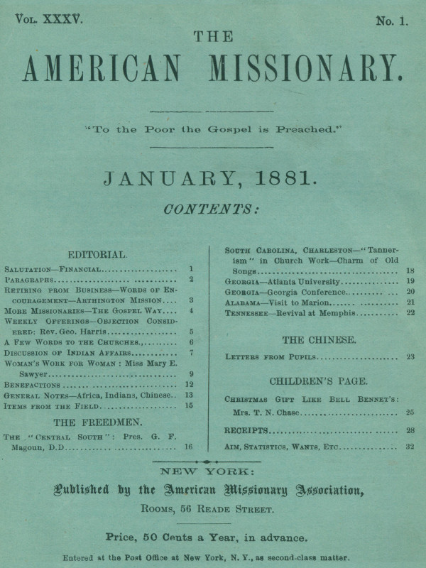 The American Missionary -- Volume 35, No. 1, January, 1881