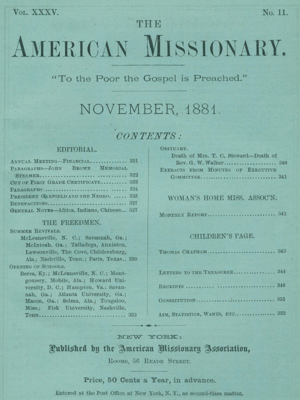The American Missionary -- Volume 35, No. 11, November, 1881