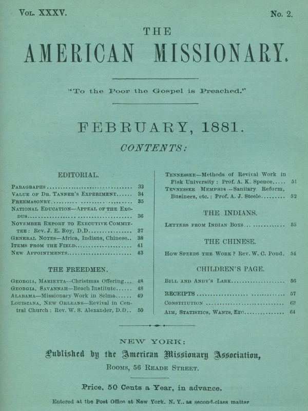 The American Missionary -- Volume 35, No. 2, February, 1881
