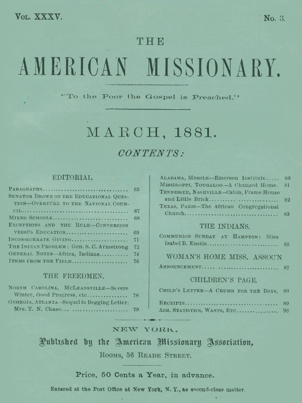 The American Missionary -- Volume 35, No. 3, March 1881