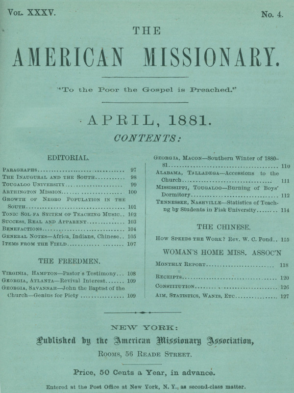 The American Missionary -- Volume 35, No. 4, April, 1881