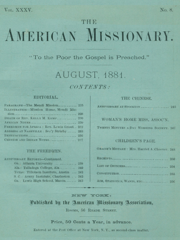 The American Missionary -- Volume 35, No. 8, August, 1881