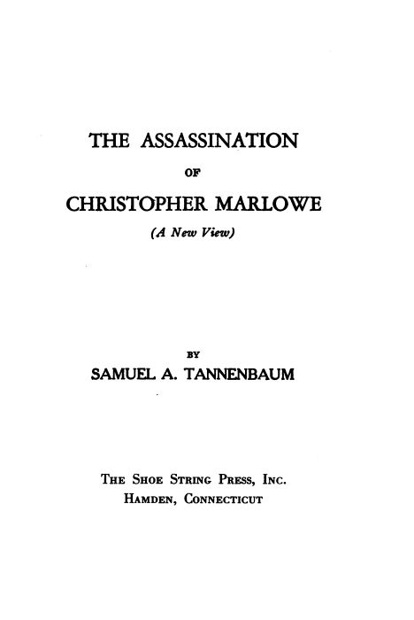 The Assassination of Christopher Marlowe