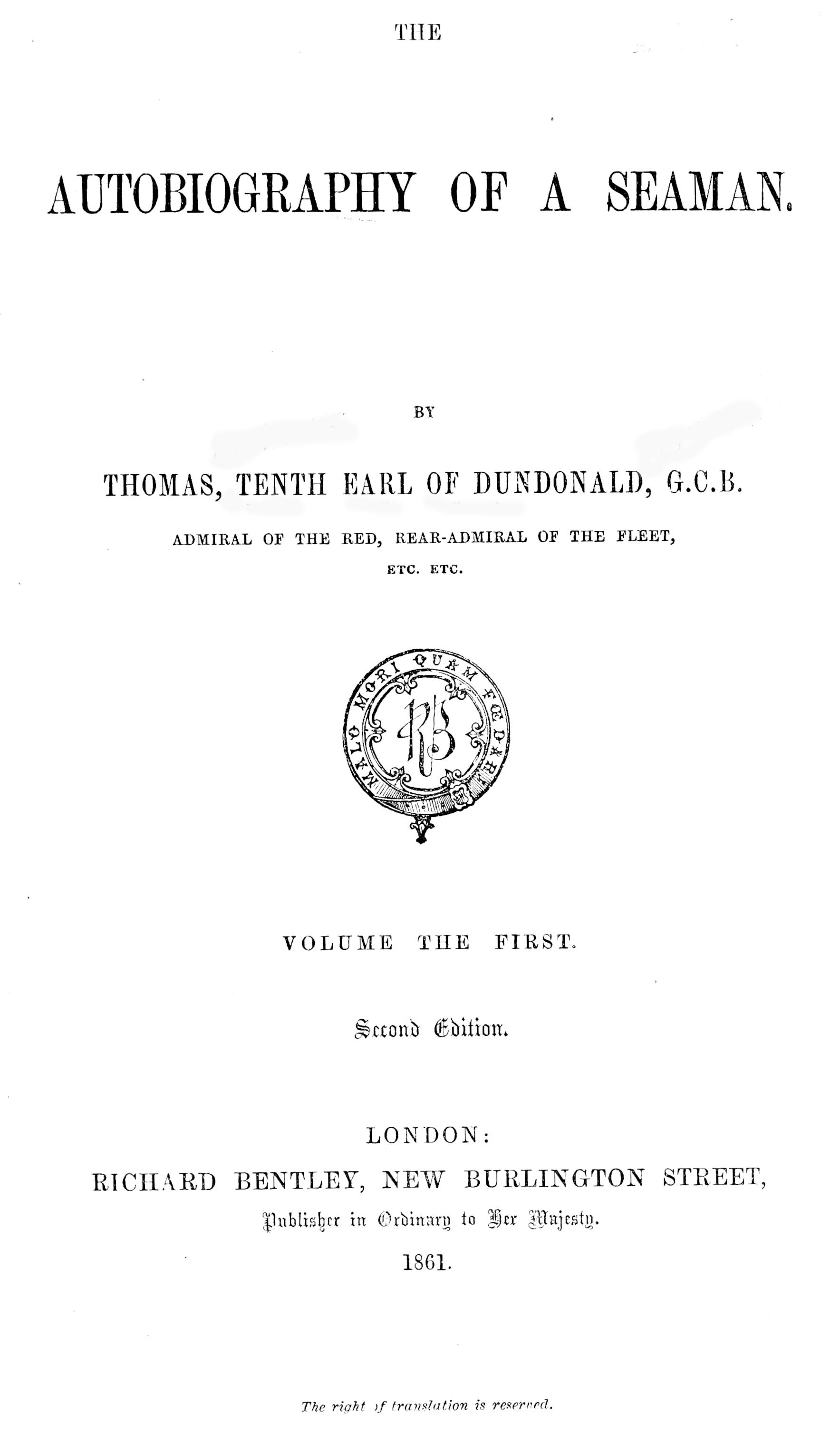 The Autobiography of a Seaman - Volume 1