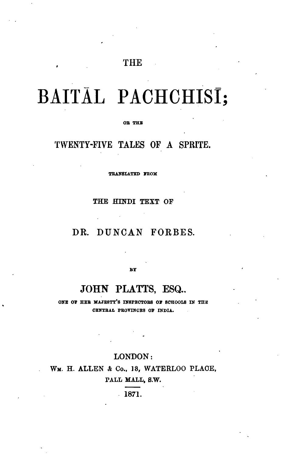 The Baitâl Pachchisi