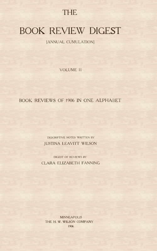 The Book Review Digest Volume II