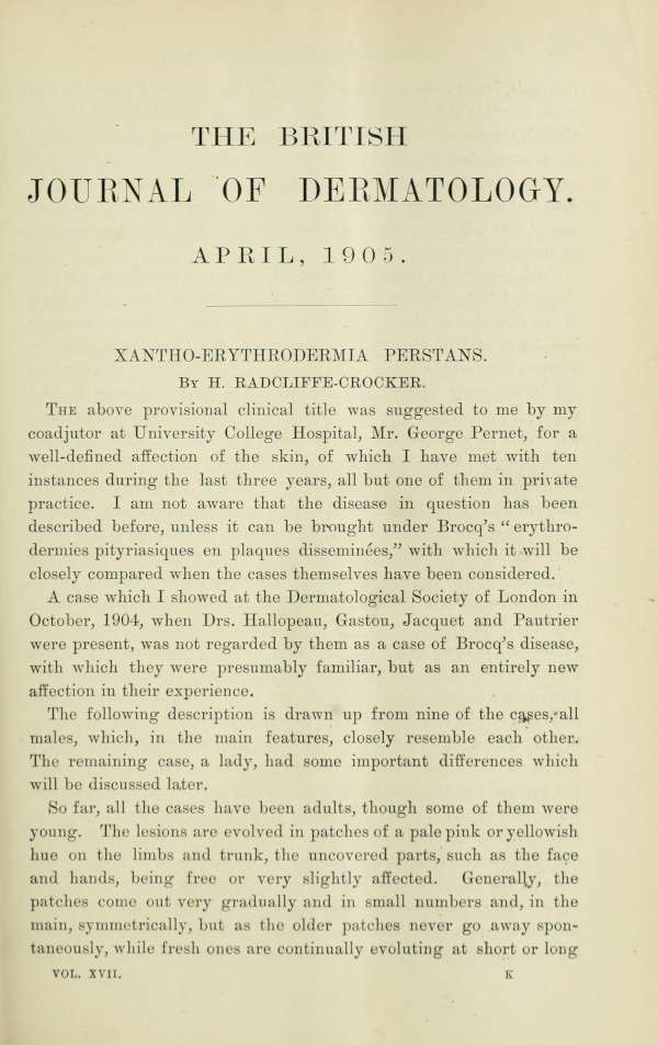 The British Journal of Dermatology, April 1905, John MacLeod, Editor