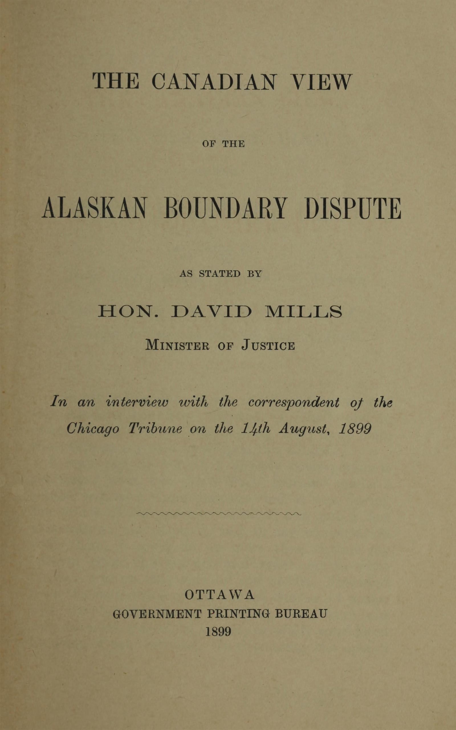 The Canadian View of the Alaskan Boundary Dispute