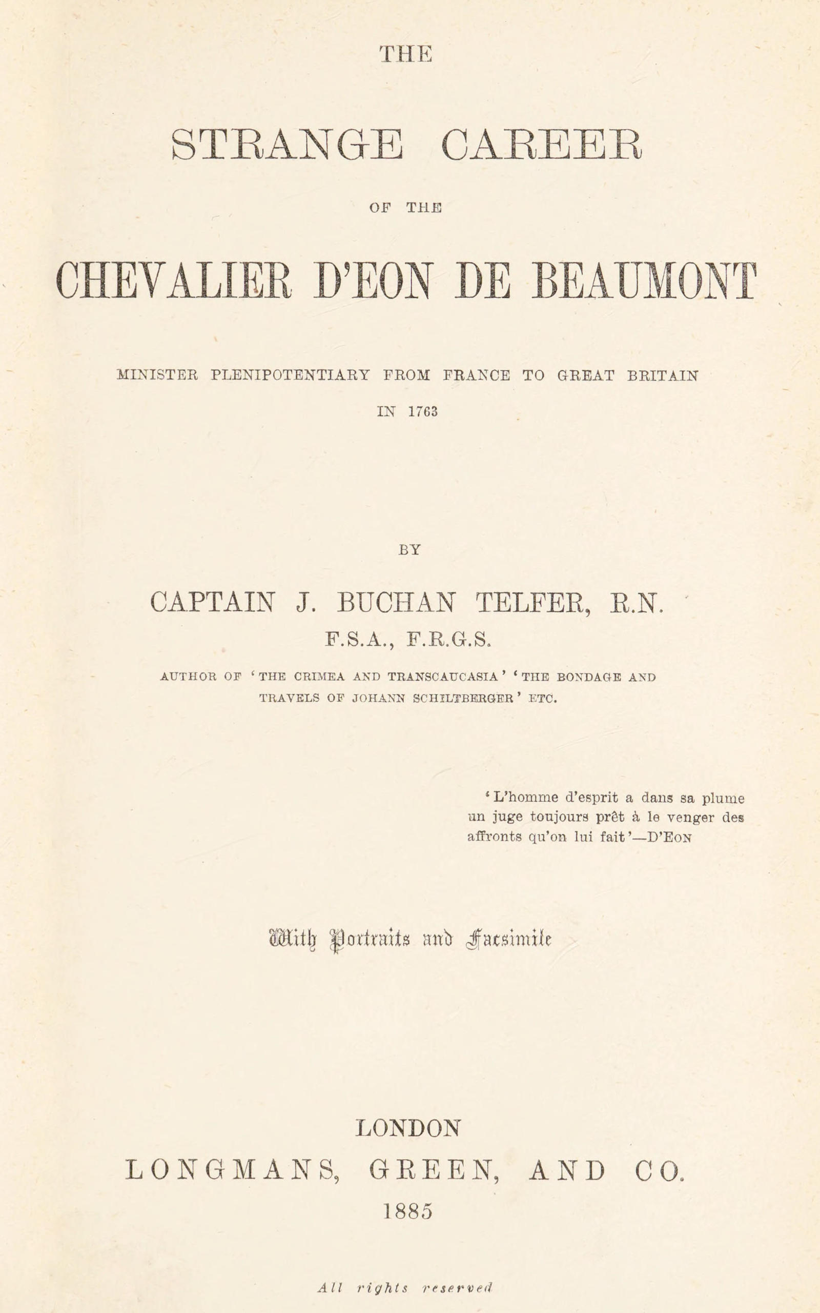 The Chevalier D’Eon de Beaumont