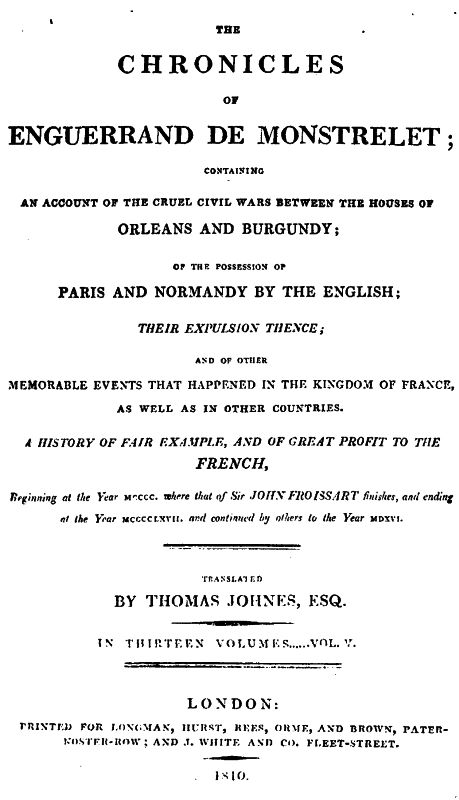 The Chronicles of Enguerrand de Monstrelet