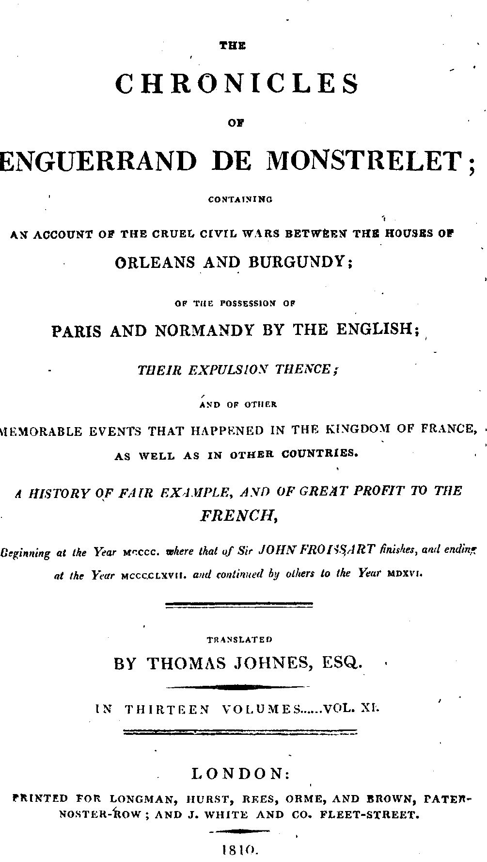 The Chronicles of Enguerrand De Monstrelet
