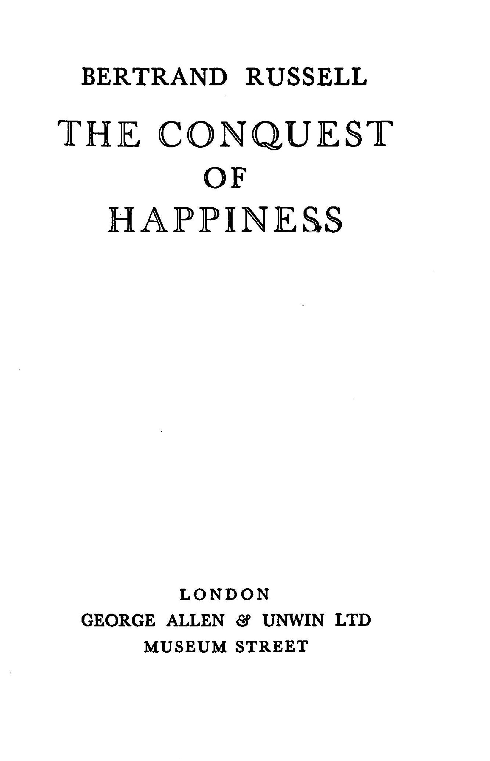 The Conquest of Happiness