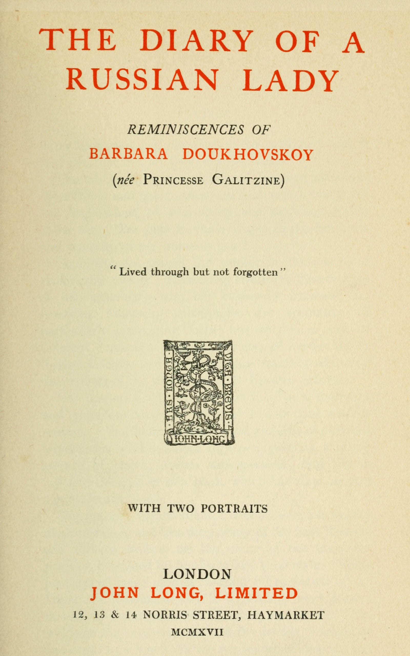 The Diary of a Russian Lady