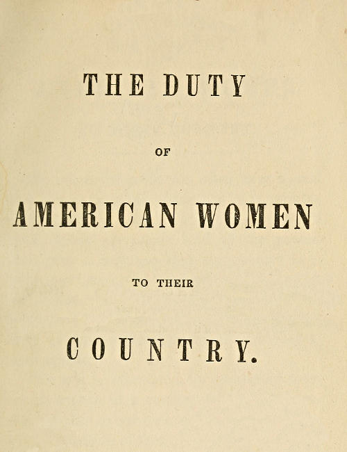 The Duty of American Women to their Country